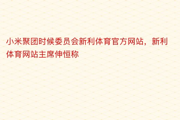 小米聚团时候委员会新利体育官方网站，新利体育网站主席伸恒称