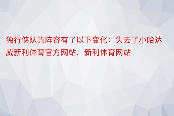 独行侠队的阵容有了以下变化：失去了小哈达威新利体育官方网站，新利体育网站